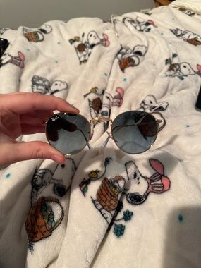 Ray-Ban Round Gold Frame Sunglasses with Blue Gradient Lenses